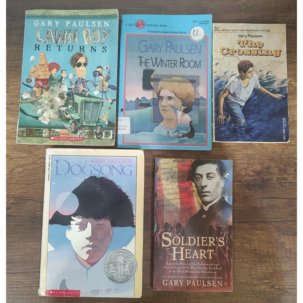 Gary Paulsen Book Lot of 5 Dogsong Lawn Boy Returns Soldier's Heart The Crossing